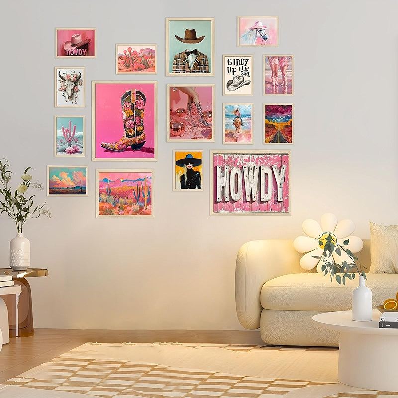 Artistic Pink Wall Art Canvas Poster Set For Modern Decor