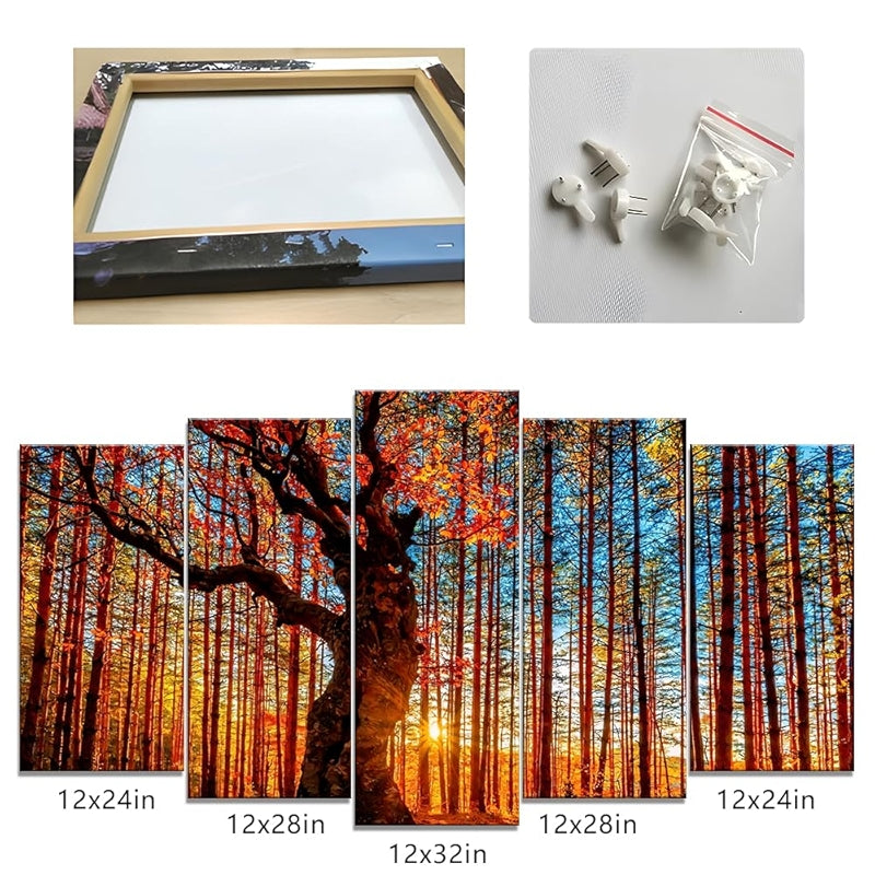 Large Canvas Art Set Featuring Autumn Landscape Wall Decor