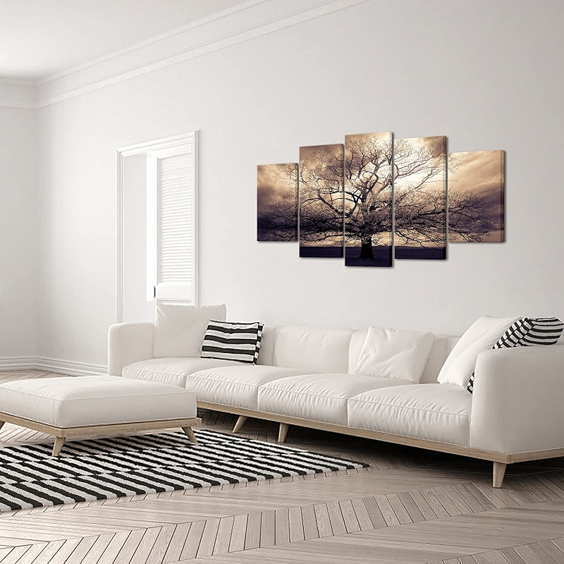 Large Canvas Wall Art Sepia Tree Of Life Artwork