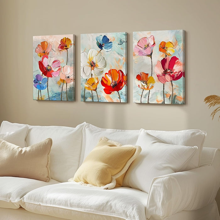 Colorful Floral Canvas Wall Art Set