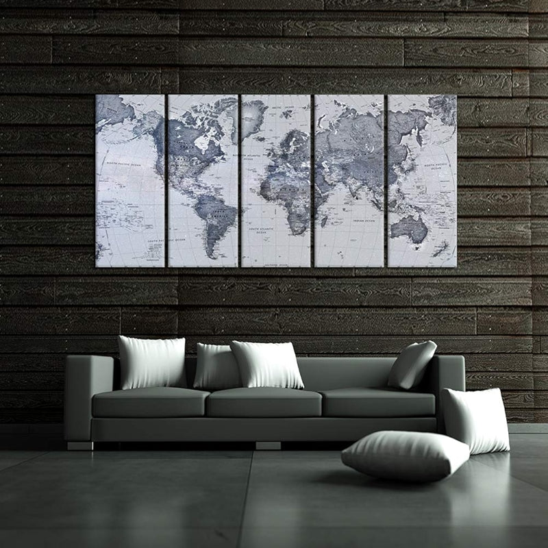 Vintage World Map Canvas Prints Set Of Five