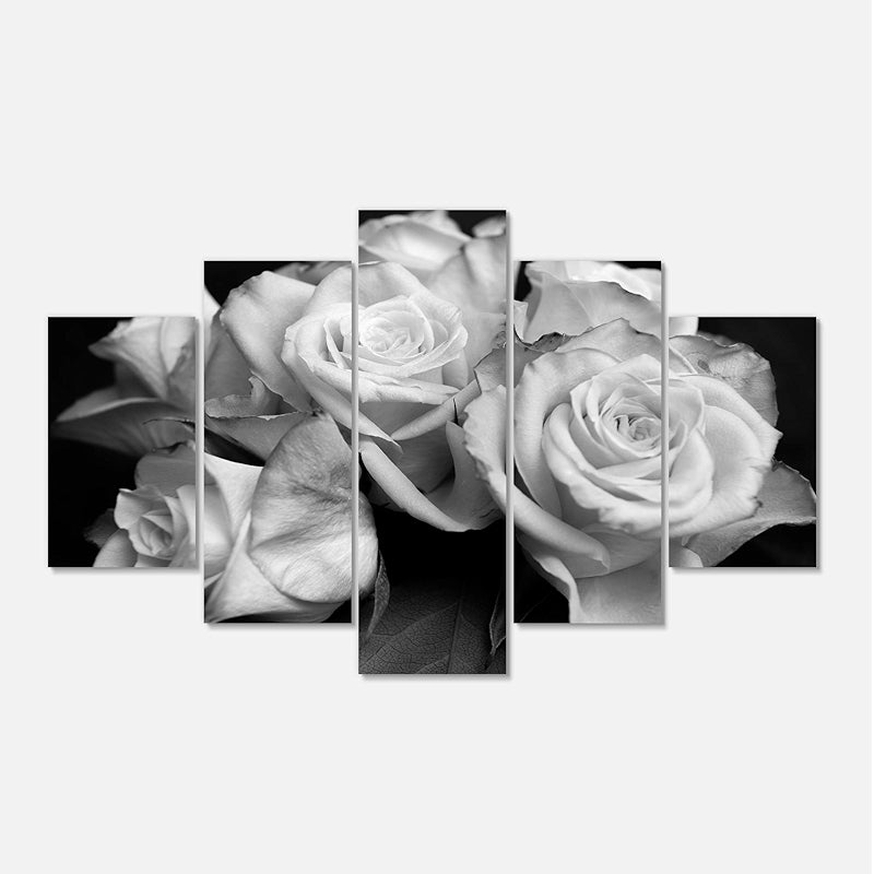 Bunch Of Roses Black And White Floral Canvas Art Print