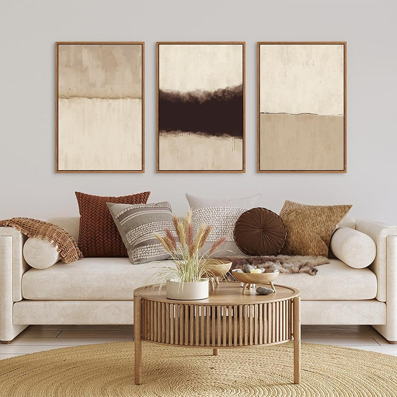 Boho Framed Canvas Wall Art Set Abstract Geometric Decor