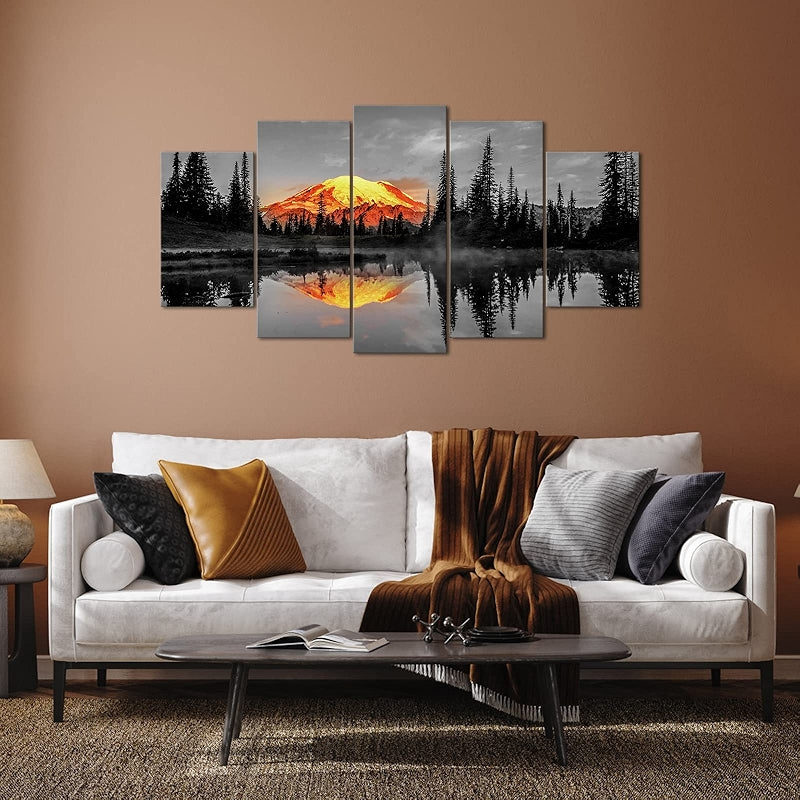 Nature Canvas Wall Art Sunrise On Mount Rainier Landscape