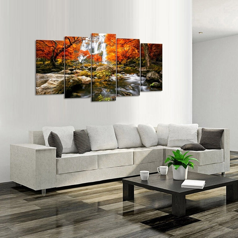 Autumn Forest Waterfalls Canvas Prints Artwork