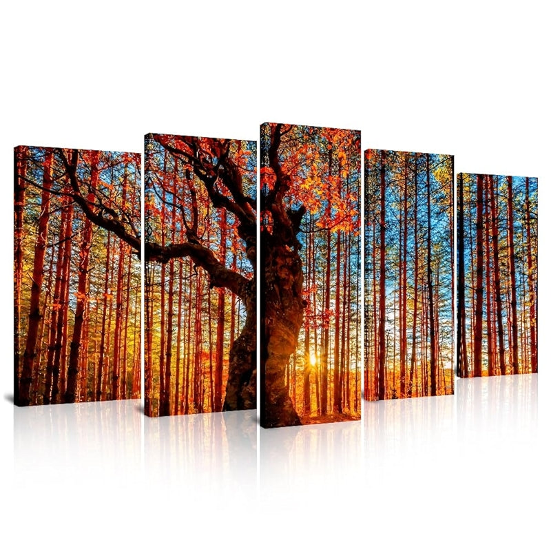 Large Canvas Art Set Featuring Autumn Landscape Wall Decor