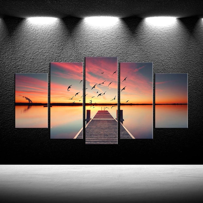 Large Canvas Prints Wall Art Perspective View Of A Pier At Sunset