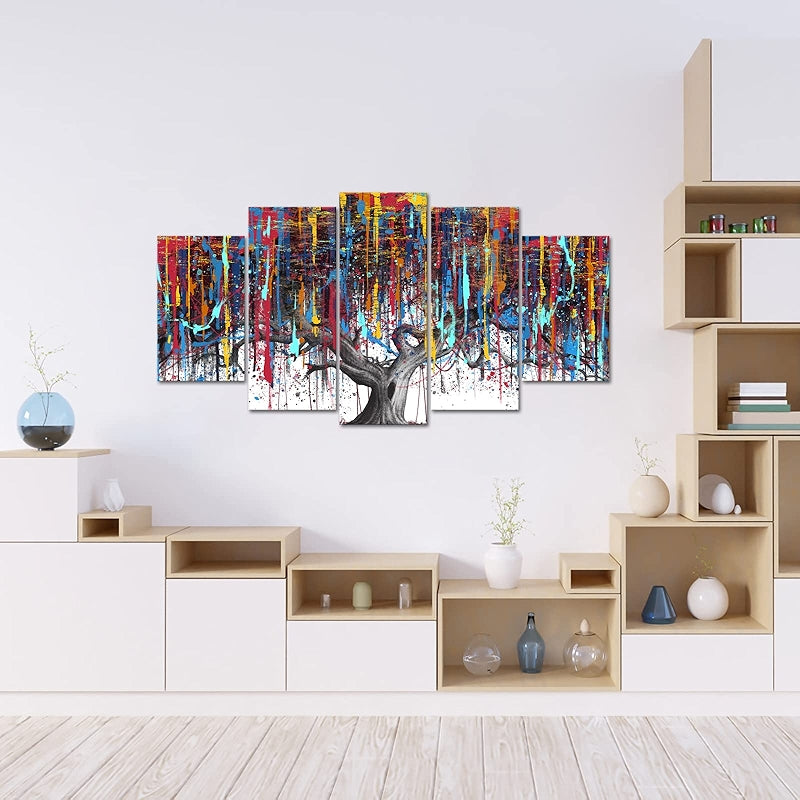 Abstract Large Tree Painting Canvas Art Set