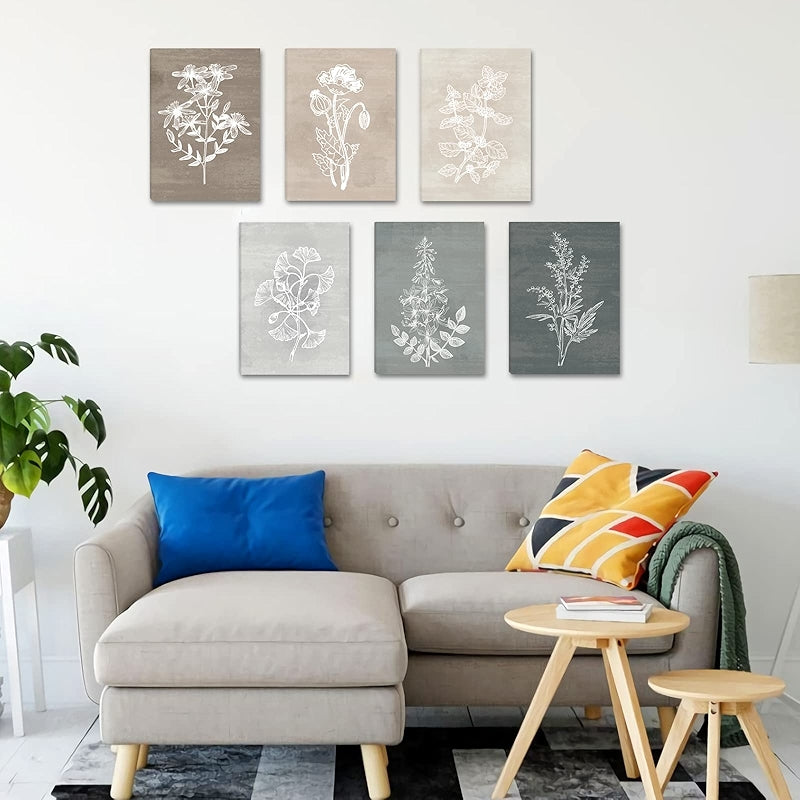 Neutral Botanical Plant Canvas Art Set Of Six