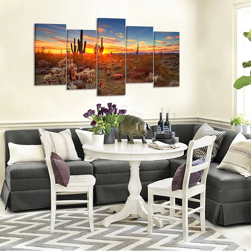 Natural Landscape Paintings Wall Art Sunset With Saguaros