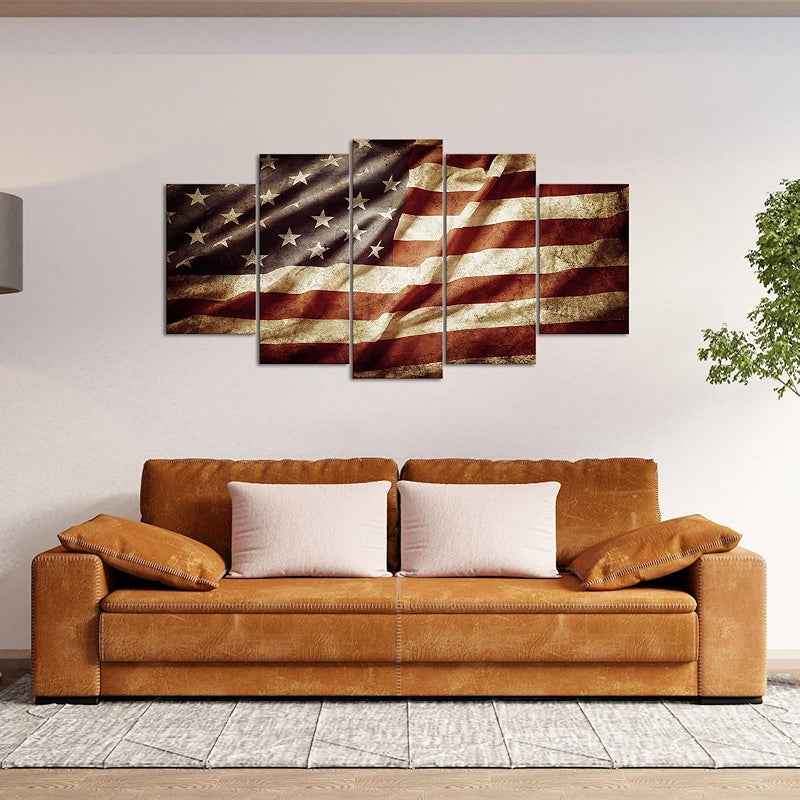 American Flag Canvas Wall Art Framed Decor Set