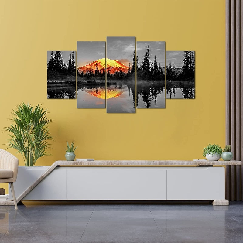 Nature Canvas Wall Art Sunrise On Mount Rainier Landscape