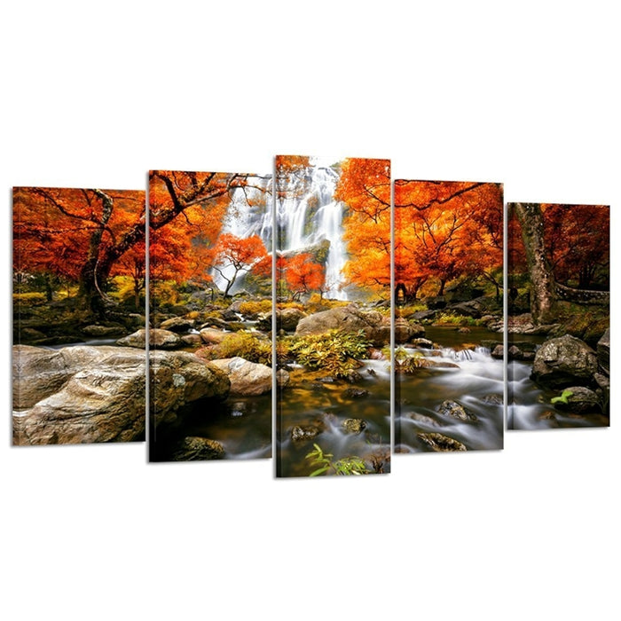 Autumn Forest Waterfalls Canvas Prints Artwork