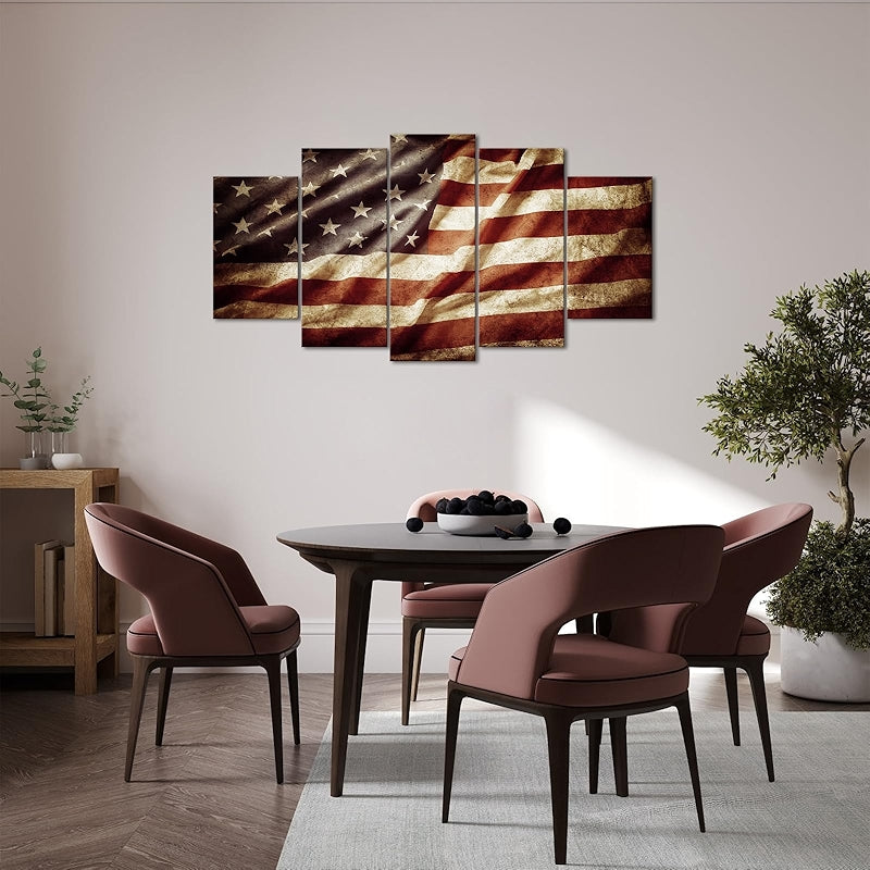 American Flag Canvas Wall Art Framed Decor Set