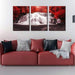 Waterfall Wall Art Painting Black White Red Landscape Canvas Set