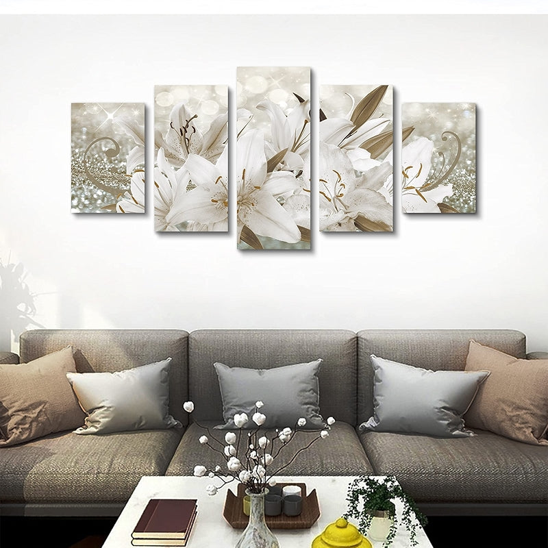 Yellow Orchid Flowers Canvas Print Abstract Floral Artwork