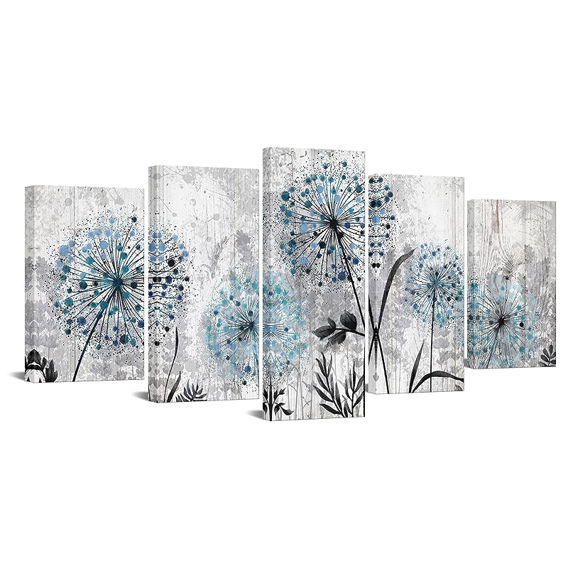 Dandelion Wall Art Rustic Floral Canvas Set For Home Decor