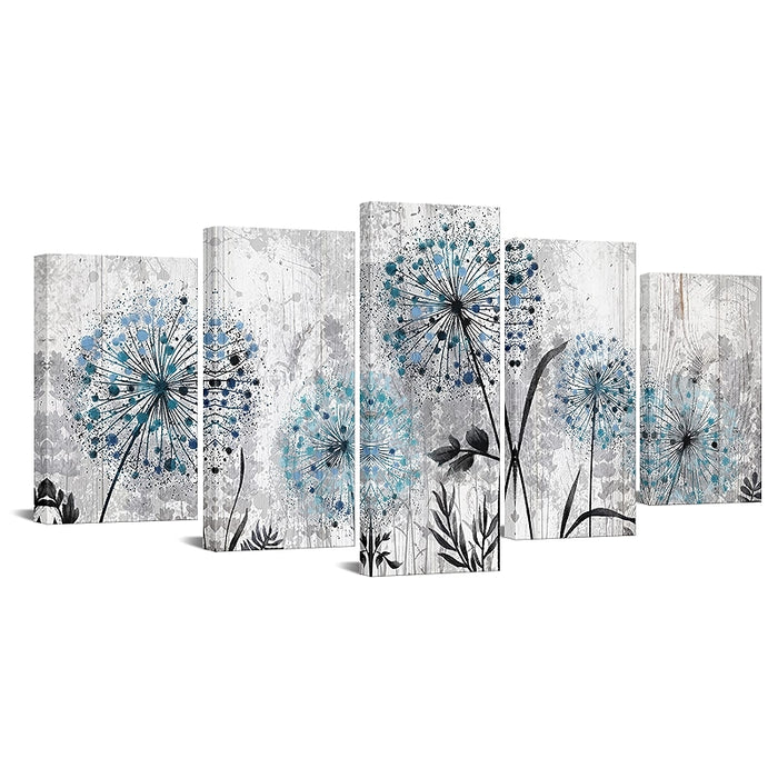 Dandelion Wall Art Rustic Floral Canvas Set For Home Decor