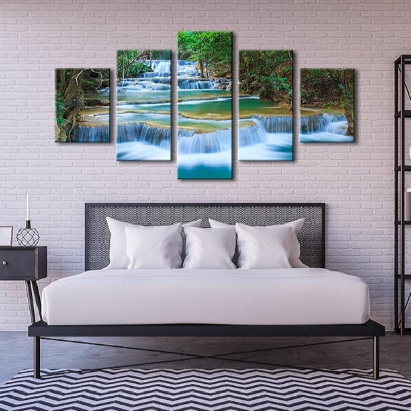 Canvas Art Prints Of Waterfall And Forest Landscape