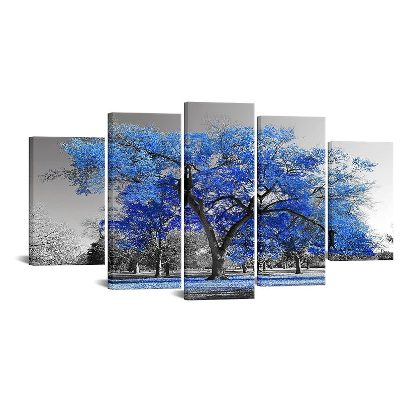 Modern Large Canvas Wall Art Blue Tree Picture Prints