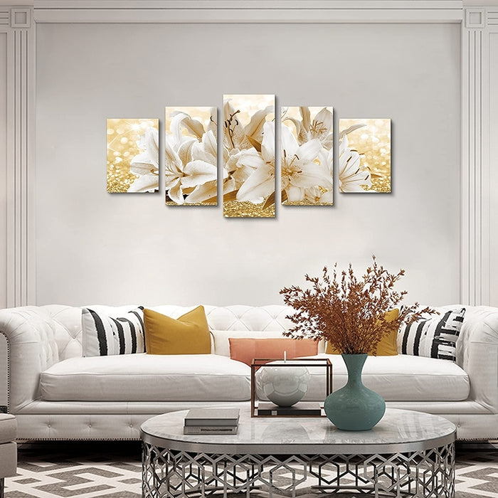 Yellow Orchid Flowers Canvas Print Abstract Floral Artwork