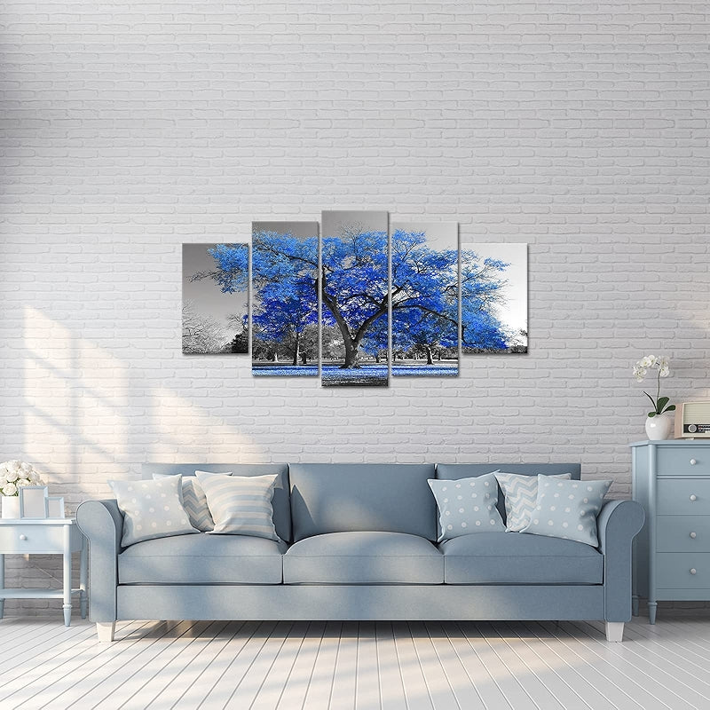 Modern Large Canvas Wall Art Blue Tree Picture Prints