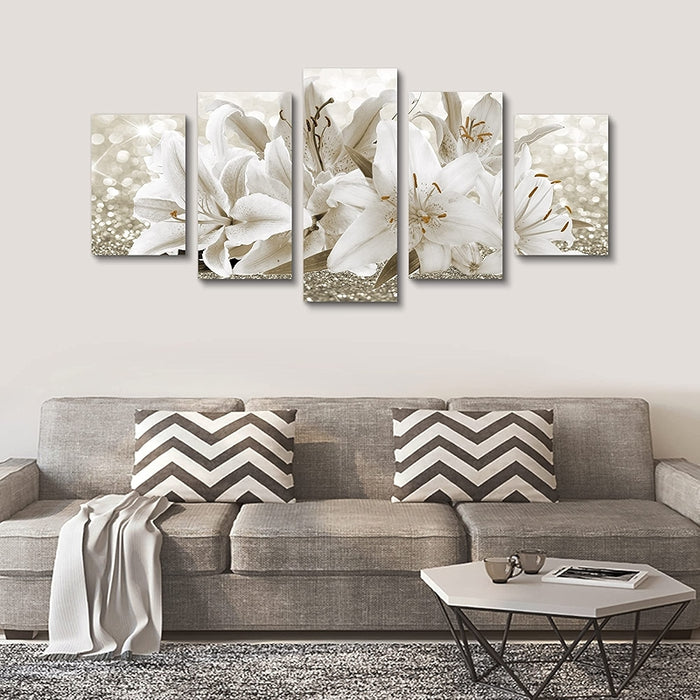 Yellow Orchid Flowers Canvas Print Abstract Floral Artwork