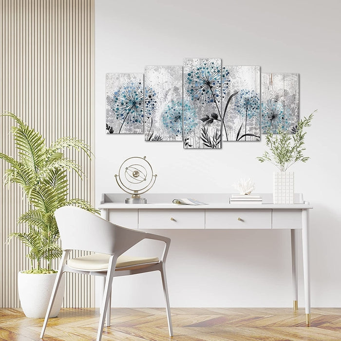 Dandelion Wall Art Rustic Floral Canvas Set For Home Decor