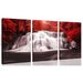 Waterfall Wall Art Painting Black White Red Landscape Canvas Set