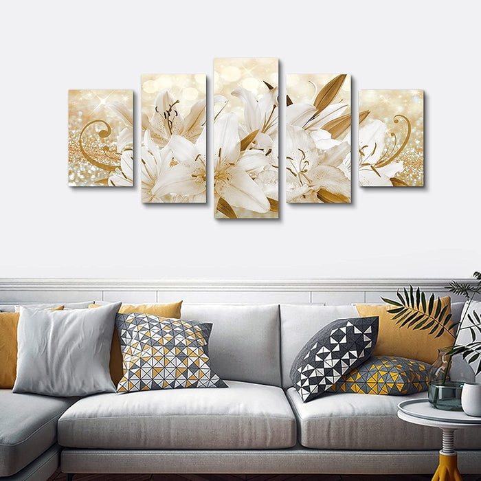 Yellow Orchid Flowers Canvas Print Abstract Floral Artwork