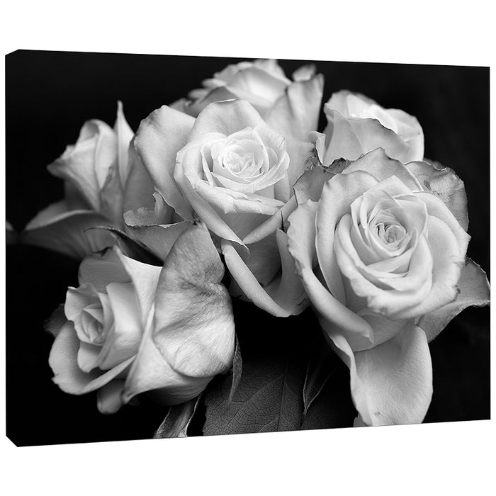 Bunch Of Roses Black And White Floral Canvas Art Print