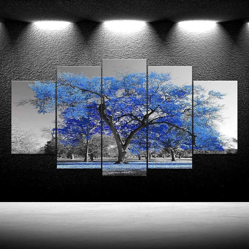 Modern Large Canvas Wall Art Blue Tree Picture Prints