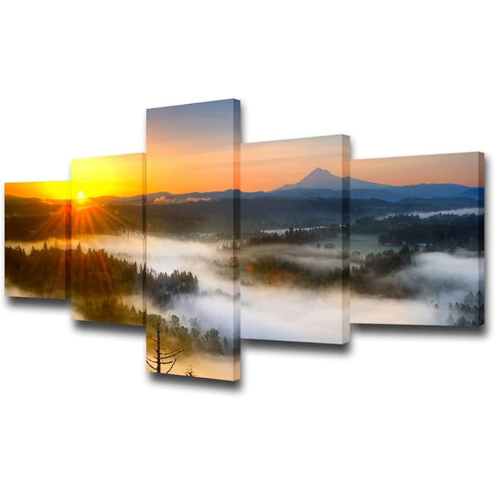 Canvas Wall Art Set Featuring Ethereal Forest Landscape