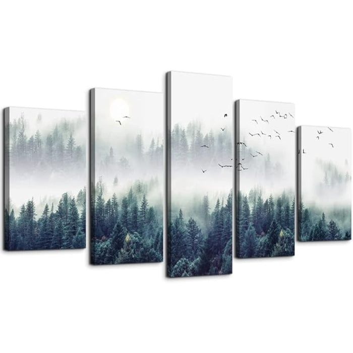 Foggy Forest Landscape Panels Wall Art Set