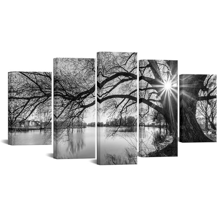 Wall Art Set Old Tree By Lake Canvas Prints