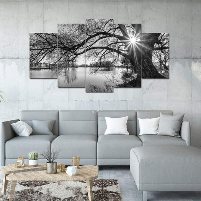 Wall Art Set Old Tree By Lake Canvas Prints