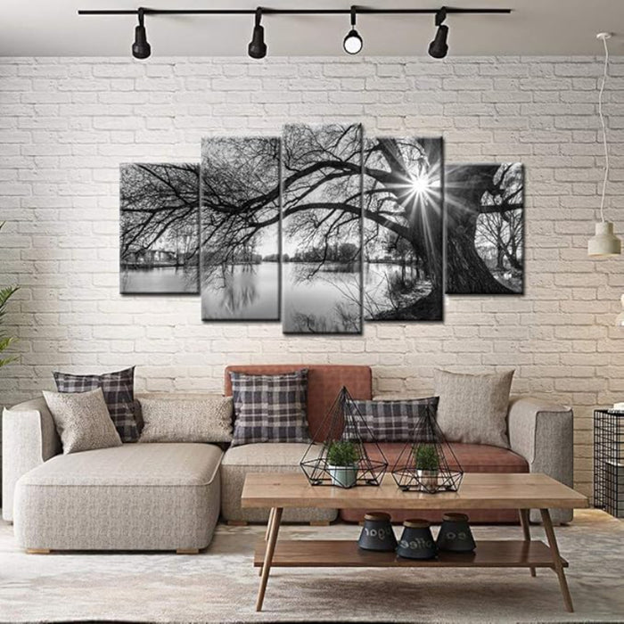 Wall Art Set Old Tree By Lake Canvas Prints