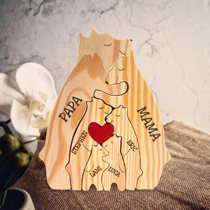 Personalized Wooden Bear Family Puzzle