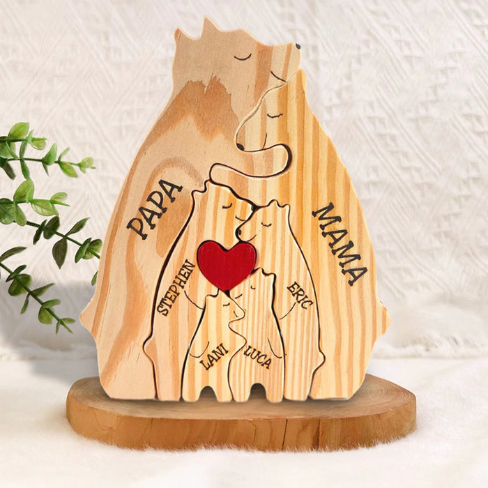 Personalized Wooden Bear Family Puzzle