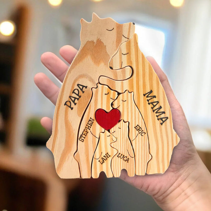 Personalized Wooden Bear Family Puzzle