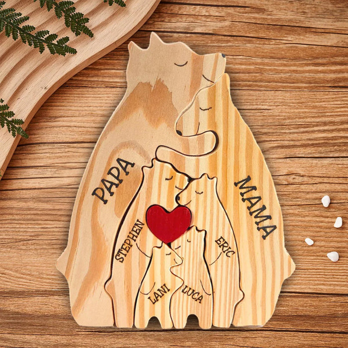 Personalized Wooden Bear Family Puzzle