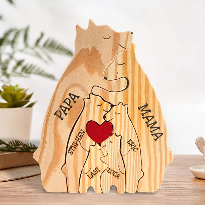 Personalized Wooden Bear Family Puzzle