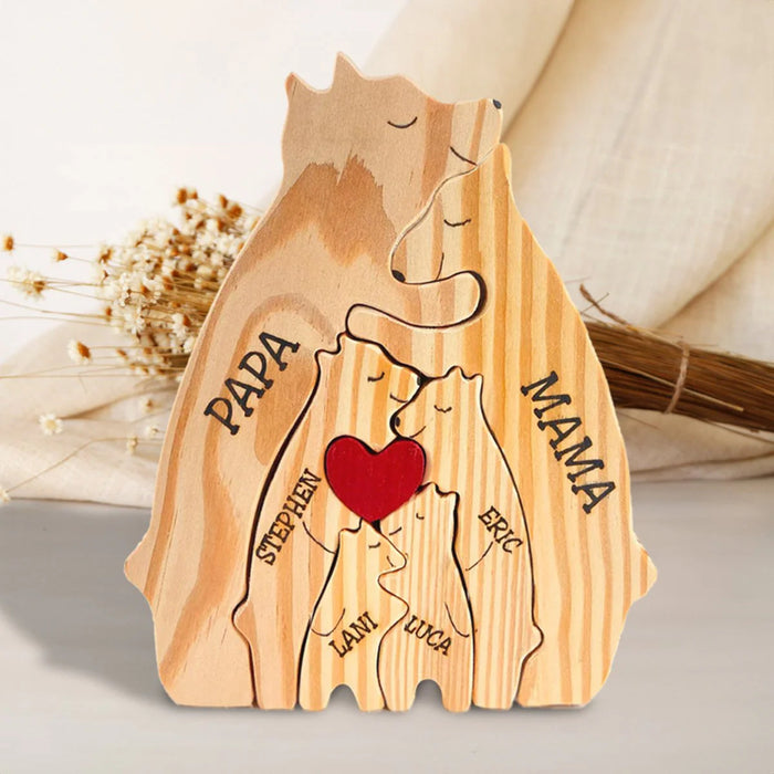 Personalized Wooden Bear Family Puzzle