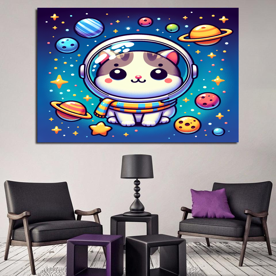 Cosmic Kitten Modern Paintings Frame