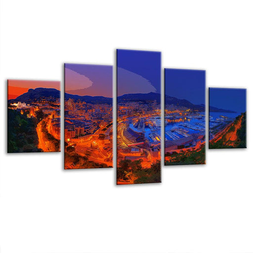 Monte Carlo Skyline 5 Piece HD Multi Panel Canvas Wall Art Frame - Original Frame