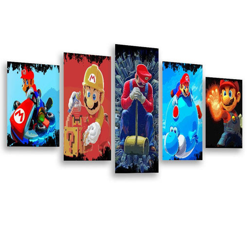 Super Mario 5 Piece HD Multi Panel Canvas Wall Art Frame - Original Frame