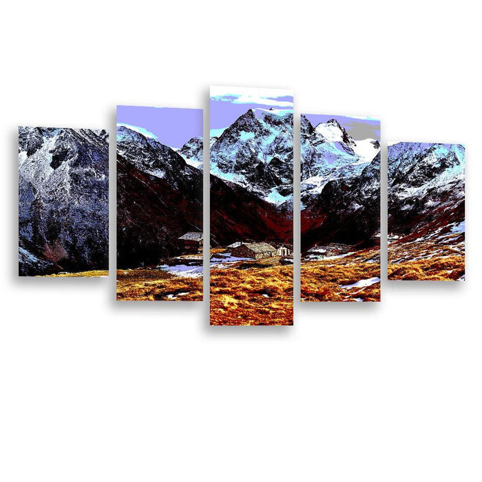 Swiss Alps 5 Piece HD Multi Panel Canvas Wall Art Frame
