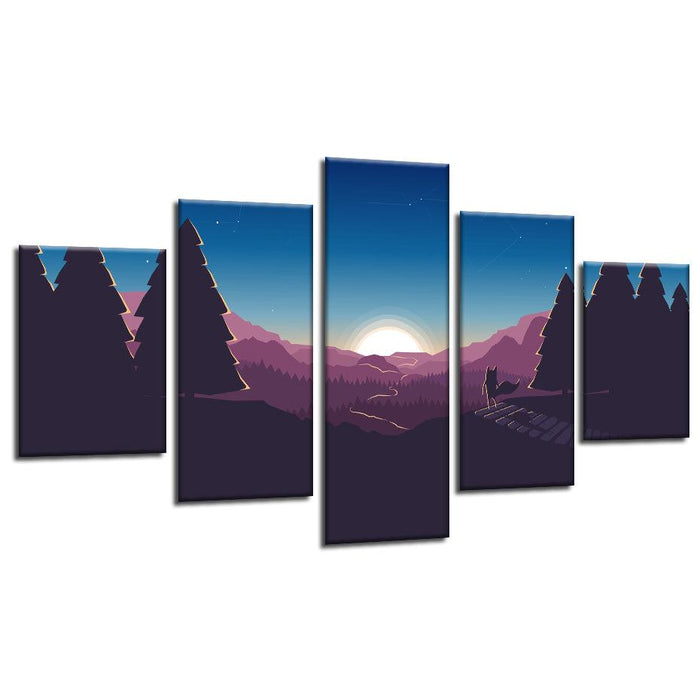 Standing In A Forest 5 Piece HD Multi Panel Canvas Wall Art Frame