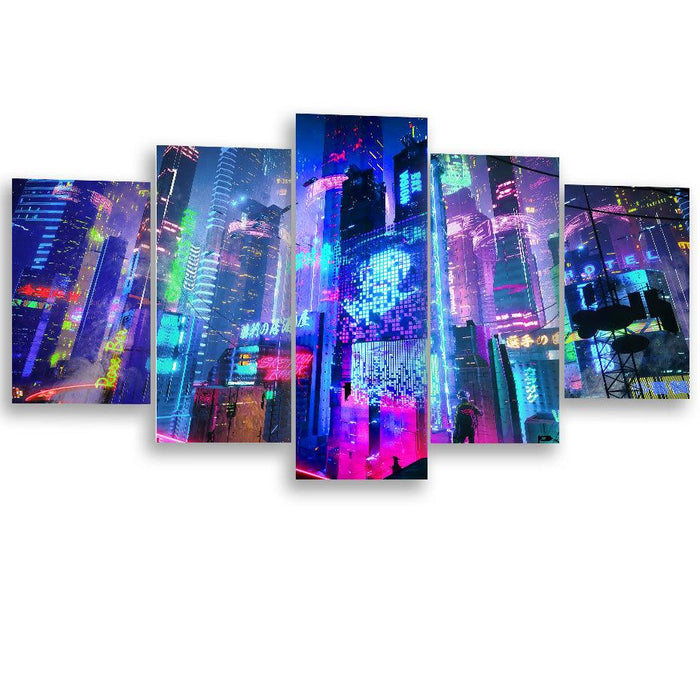 Cyberpunk 5 Piece HD Multi Panel Canvas Wall Art Frame - Original Frame