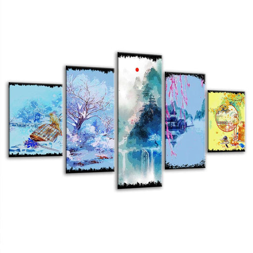 Antiquity 5 Piece HD Multi Panel Canvas Wall Art Frame - Original Frame